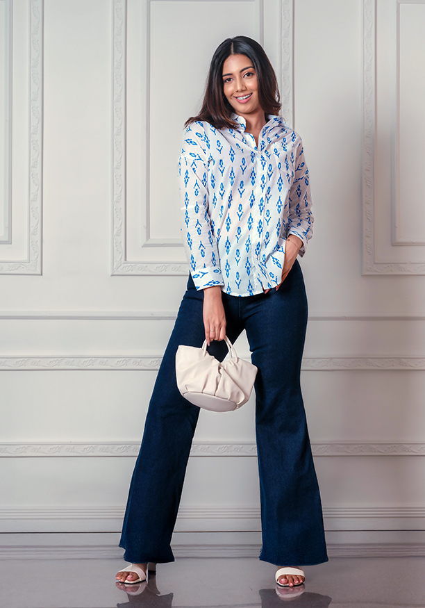 ANIKA DARK BLUE BLOUSE
